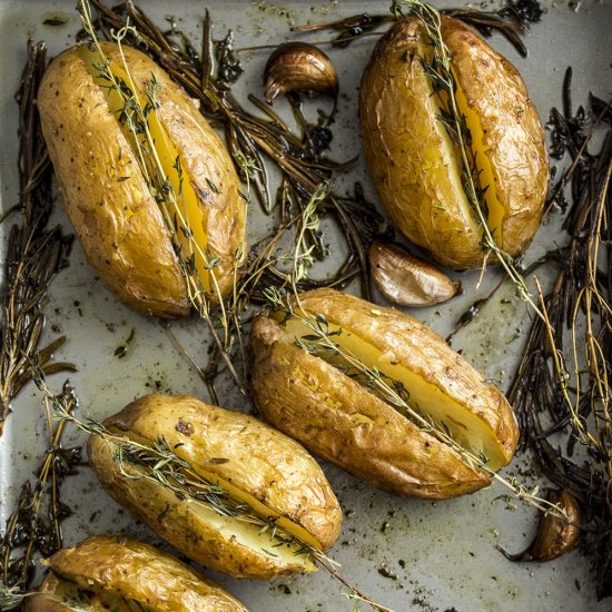 Baked potatoes.