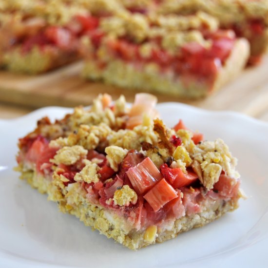 Chickpea Strawberry Rhubarb Bars