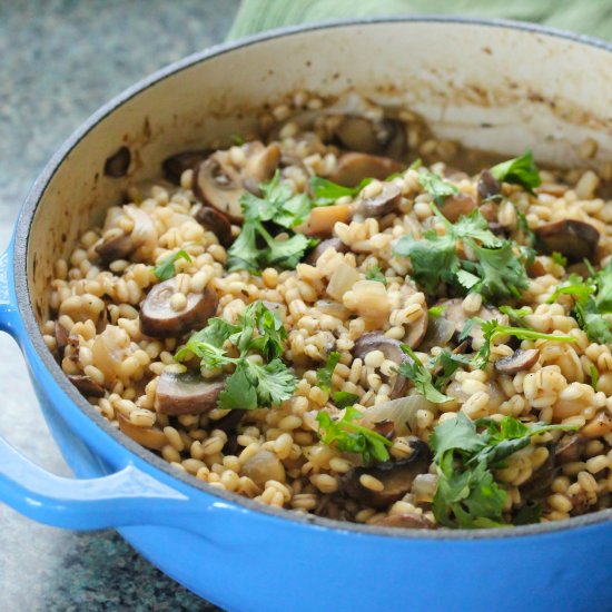 Barley mushroom risotto