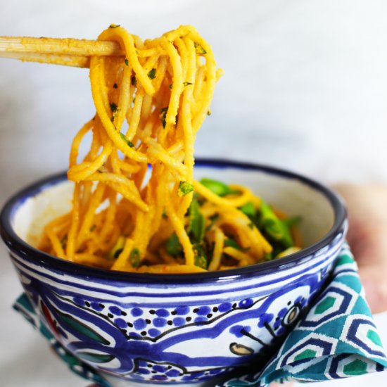 Sesame Carrot Noodles & Asparagus