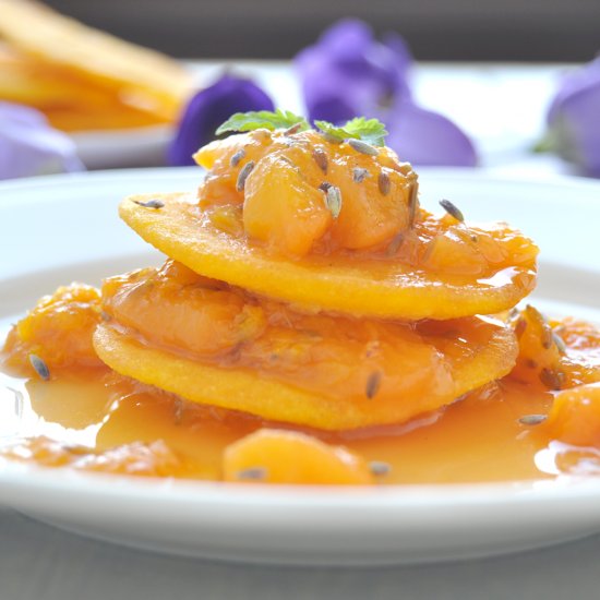 Corn Pancakes with Peach Sauce