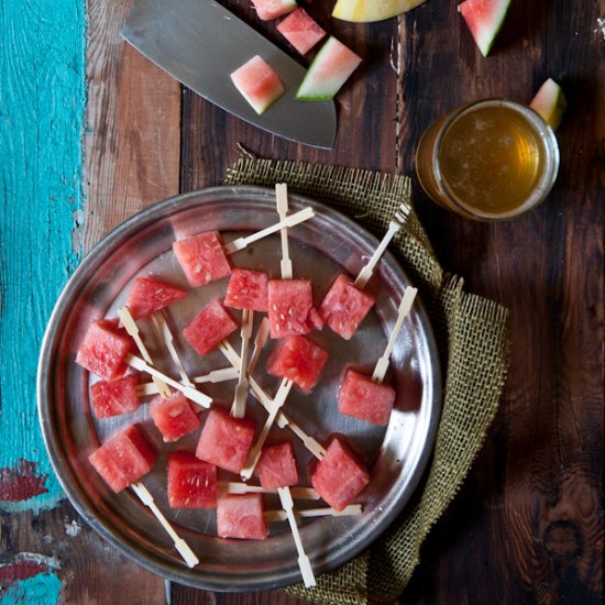 Frozen Beer Soaked Watermelon