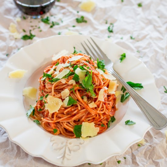 Spaghetti in Blush Sauce