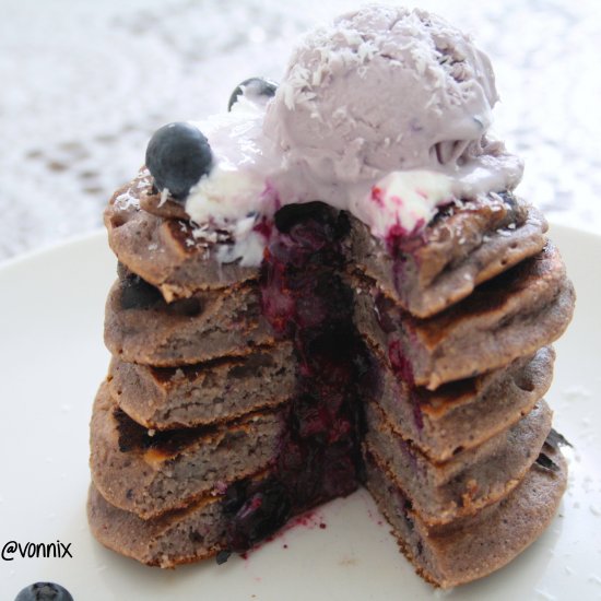 Acai, Blueberry and Coconut Pancake