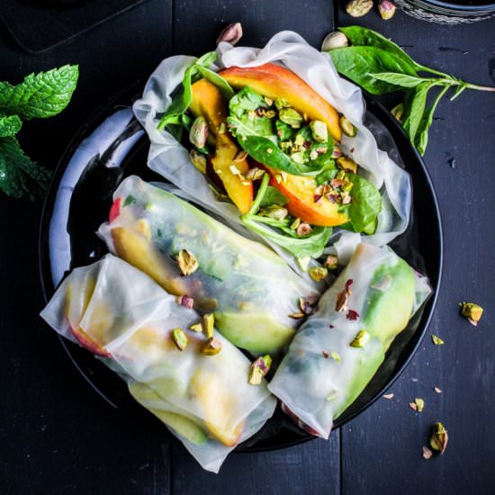 Peach and Avocado Summer Rolls