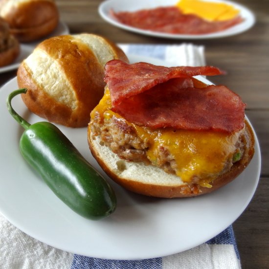 Peanut Butter Bacon Cheeseburgers