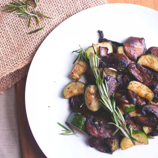 Mushrooms with Zucchini, Rosemary