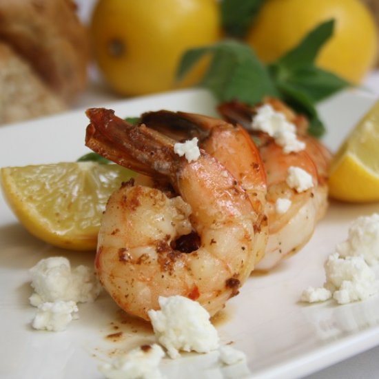 Shrimp with Lemons, Mint and Feta