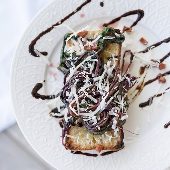 Beet greens bruschetta