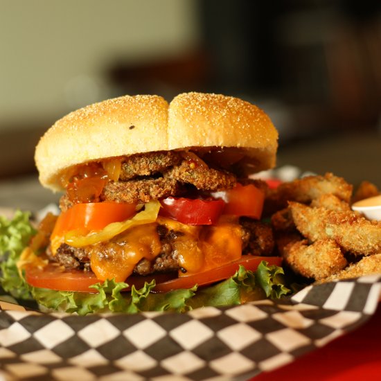 Fried Pickle Burger & Pickle Fries