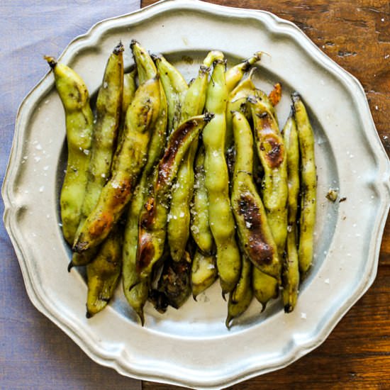 Garlicky Roasted Fava Beans