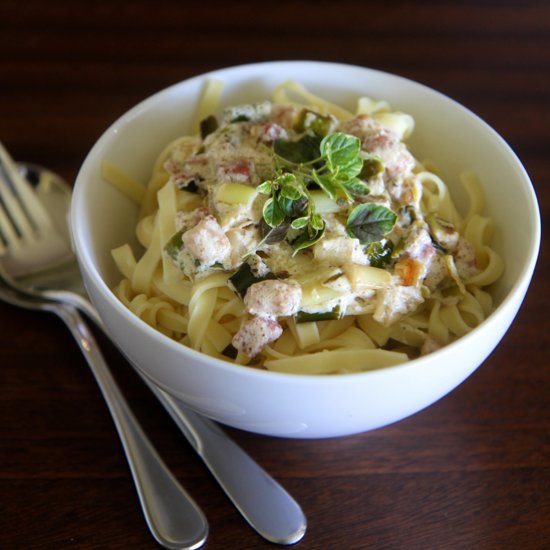 Leek and Pancetta Fettucini