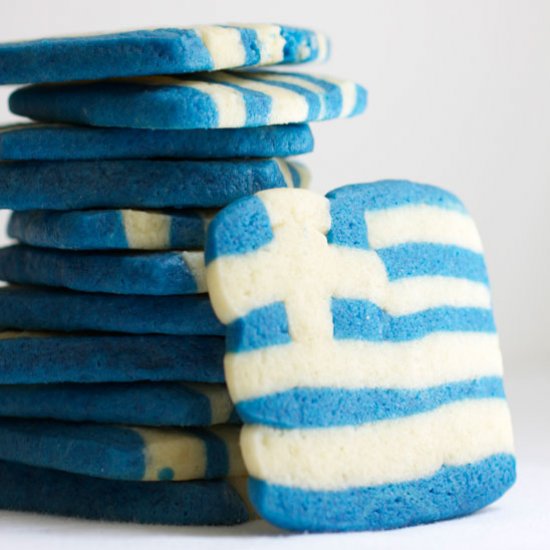 Greek Flag Lemon Sugar Cookies