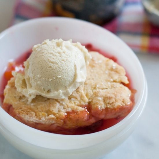 Stone Fruit and Raspberry Cobbler