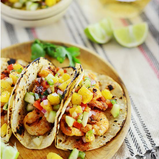 Shrimp Tacos & Pineapple Salsa