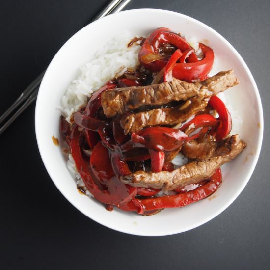 Black bean beef stirfry