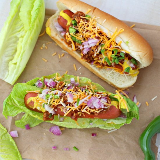 Chili Dogs in Lettuce Bun- Low Carb