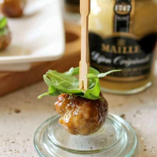 Peach-Dijon Glazed Turkey Meatballs