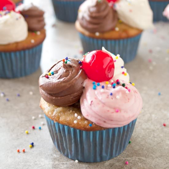 Banana Split Cupcakes