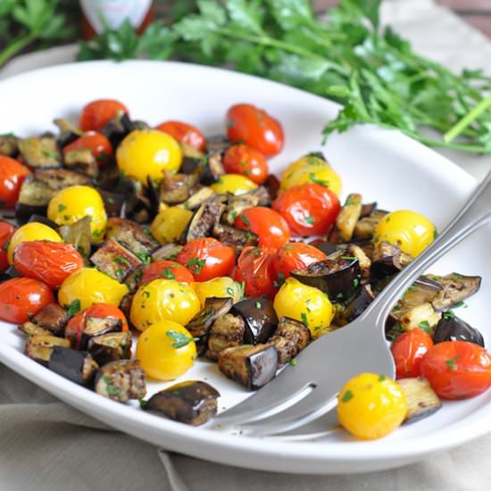 Roasted Eggplant & Cherry Tomatoes