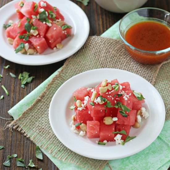 Sweet and spicy watermelon salad