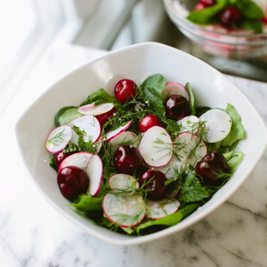 Radish, Cherry + Goat Cheese Salad