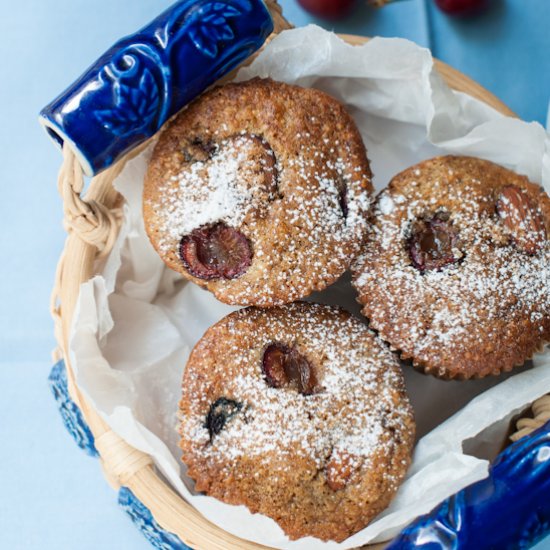 Cherry Almond Spelt Muffins