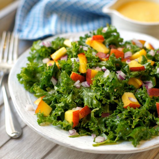 Kale Salad with Peach Vinaigrette