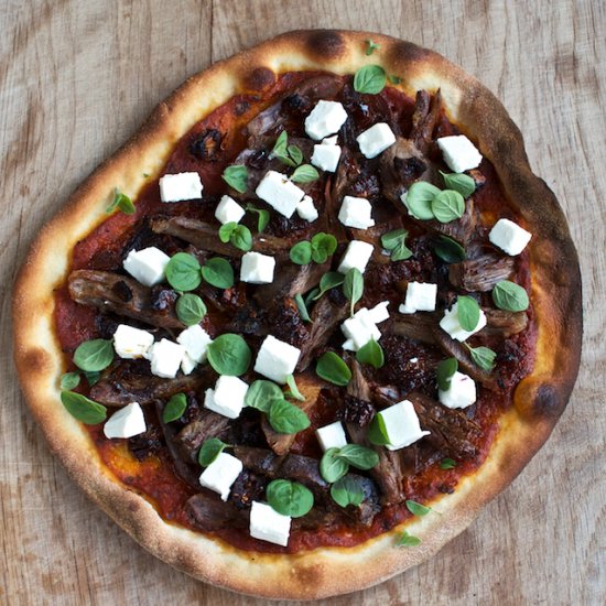 Pizza with Lamb Tomatoes and Feta