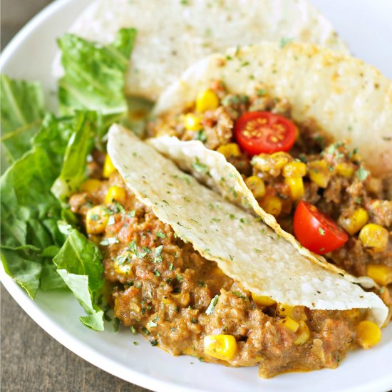 Crockpot Cheesy Beef Tacos