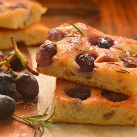 Grape and rosemary foccacia