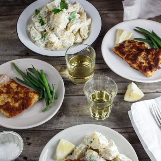 Pork schnitzel & warm potato salad