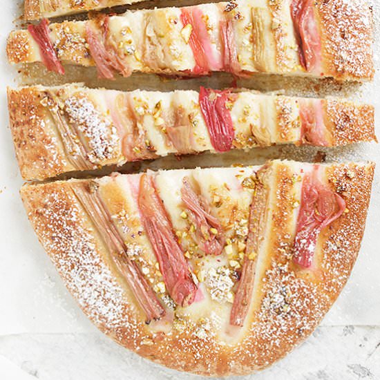 Rhubarb Pistachio Sweet Flatbread