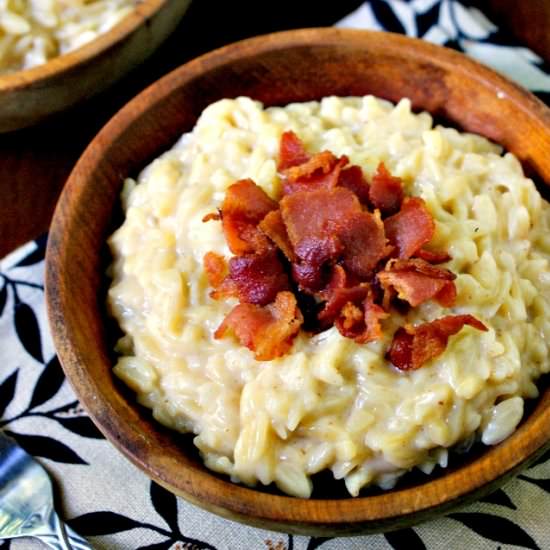 White Cheddar Orzo with Bacon