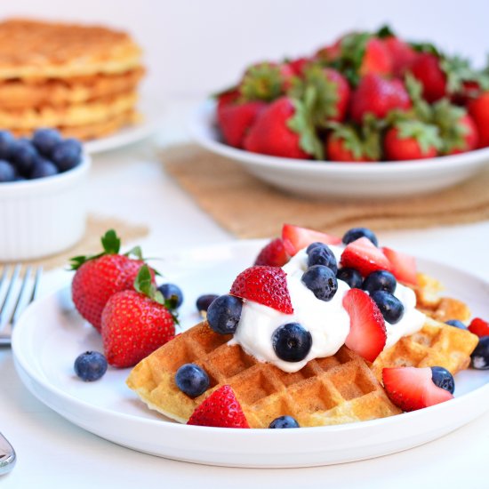 Waffles with Berries & Cream