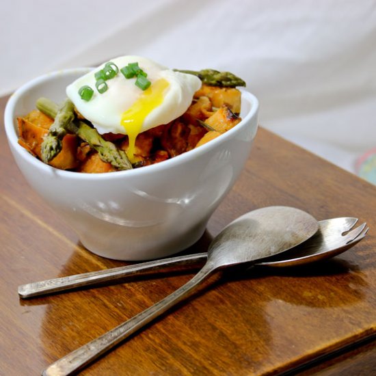 Baked Sweet Potato with Asparagus