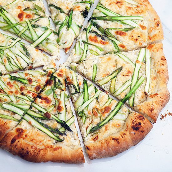 Asparagus Gruyere Pizza