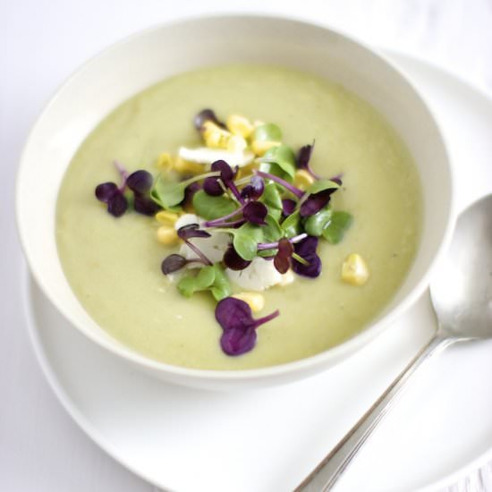 Cauliflower Soup with Garlic Scapes