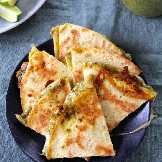 Cheesy Quesadillas with Spicy Pesto