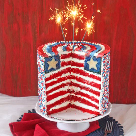 American Flag Layer Cake