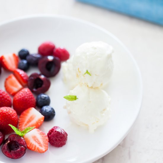 Olive Oil Ice Cream with Berries