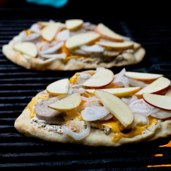 Grilled Pizza with Apples & Sausage