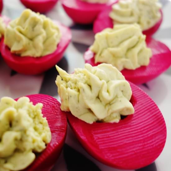 Basil Pink Deviled Eggs