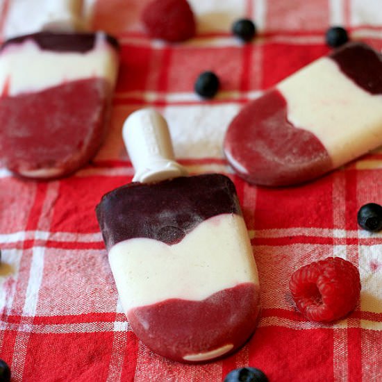 Red, White and Blue Berry Popsicles