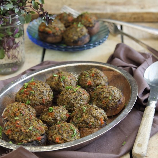 Olive tapenade stuffed mushrooms