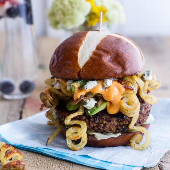 Buffalo-Blue Cheese Fry Burgers