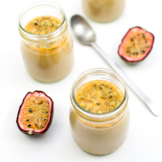 Cocos panna cotta and passion fruit