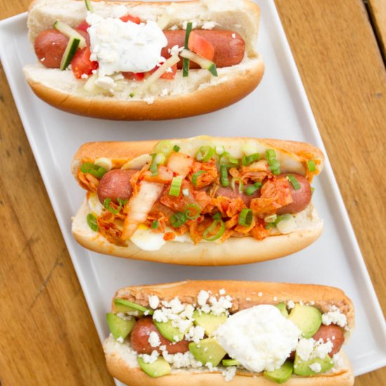 Globally Inspired Hot Dogs, 3 Ways