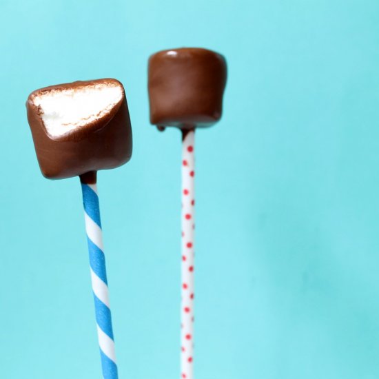 Magic Shell marshmallow pops