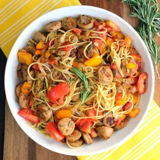 Chicken Sausage Rosemary Spaghetti